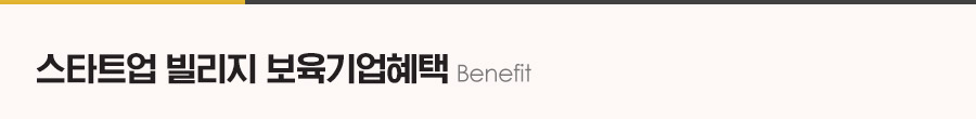 스타트업 빌리지 보육기업혜택 Benefit